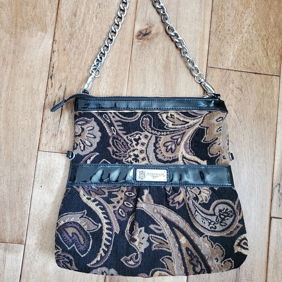 Sharif Designed In New York  Black and Brown Paisley Shoulder Bag - Picture 1 of 10